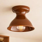 Pendant Lamp | Compact Glazed Ceramic & Open-Bulb | Six Colors