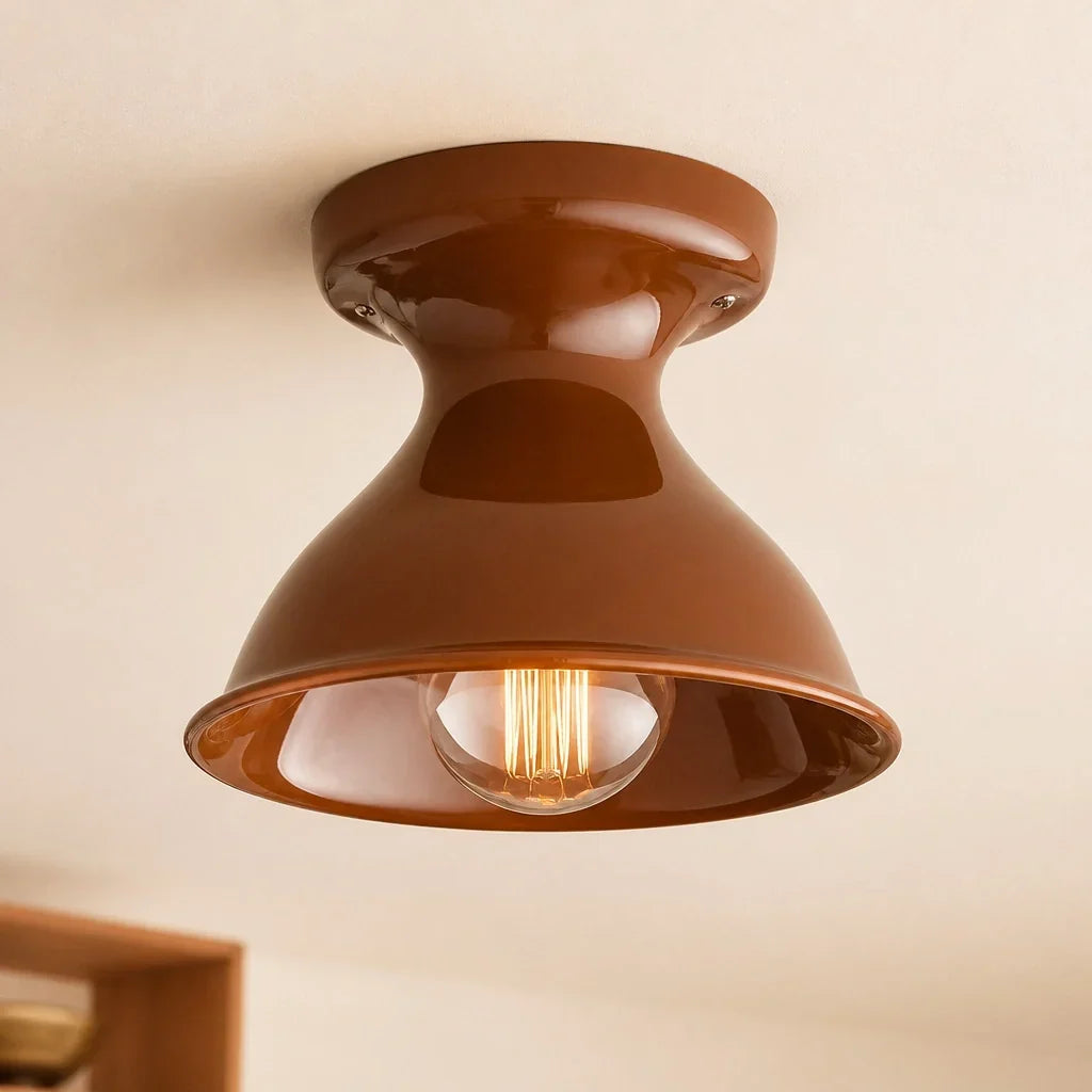 Pendant Lamp | Compact Glazed Ceramic & Open-Bulb | Six Colors