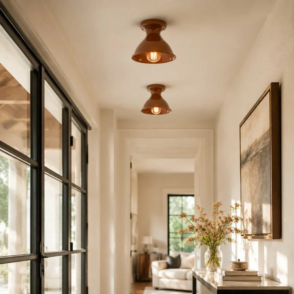 Pendant Lamp | Compact Glazed Ceramic & Open-Bulb | Six Colors