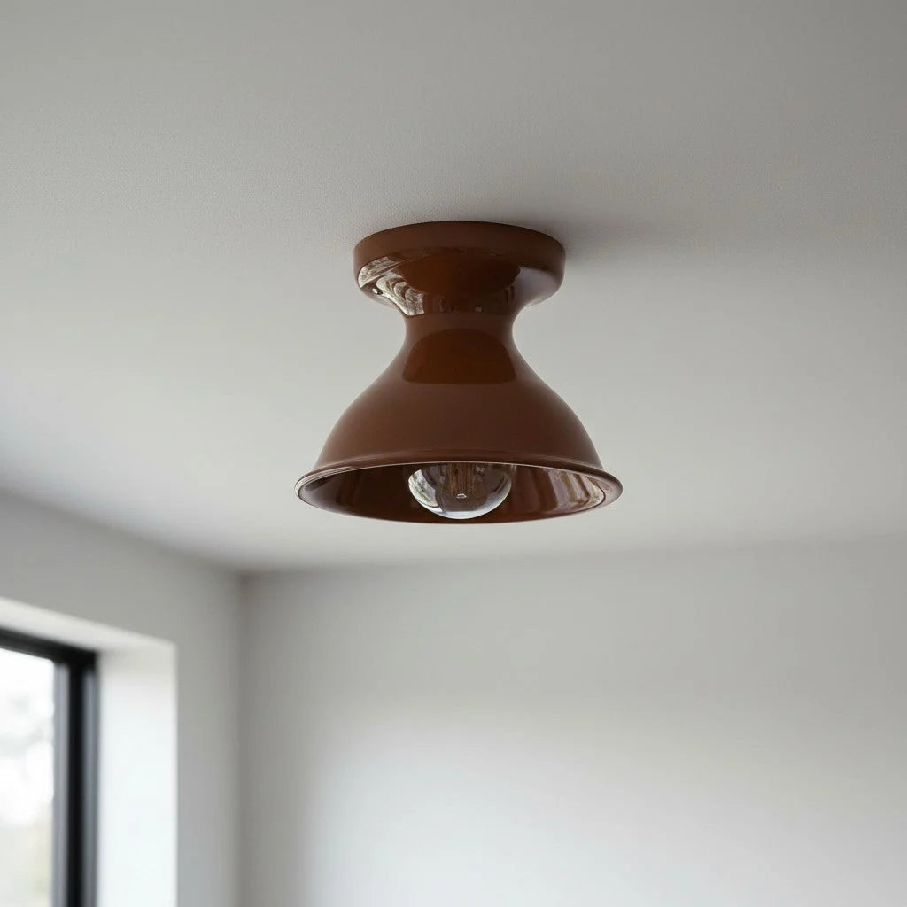 Pendant Lamp | Compact Glazed Ceramic & Open-Bulb | Six Colors