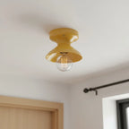 Pendant Lamp | Compact Glazed Ceramic & Open-Bulb | Six Colors