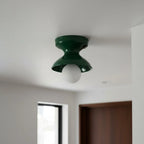 Pendant Lamp | Compact Glazed Ceramic & Open-Bulb | Six Colors
