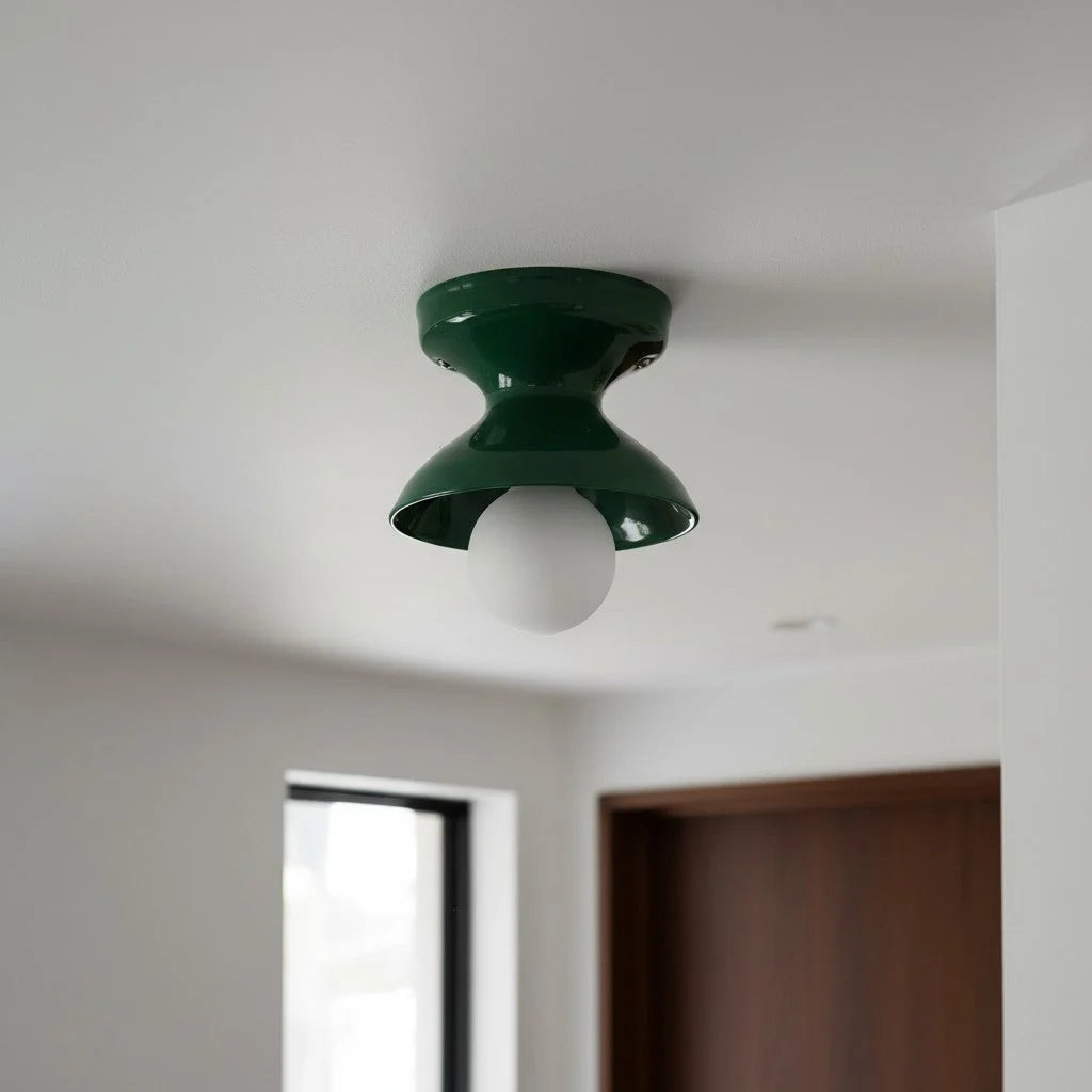 Pendant Lamp | Compact Glazed Ceramic & Open-Bulb | Six Colors