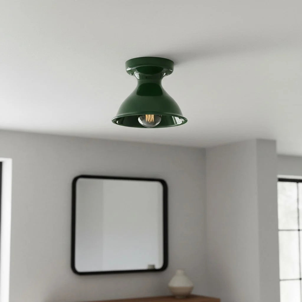 Pendant Lamp | Compact Glazed Ceramic & Open-Bulb | Six Colors