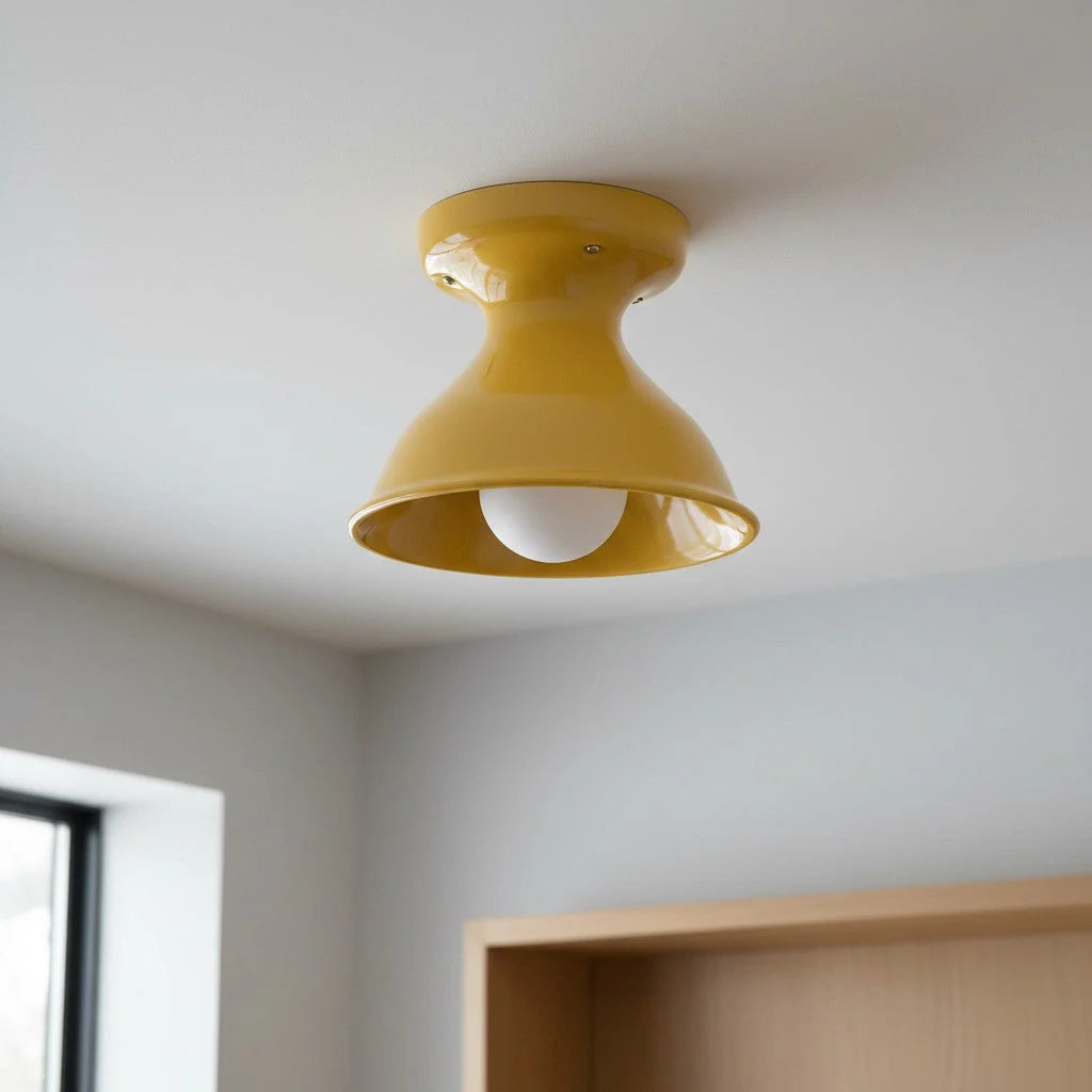 Pendant Lamp | Compact Glazed Ceramic & Open-Bulb | Six Colors