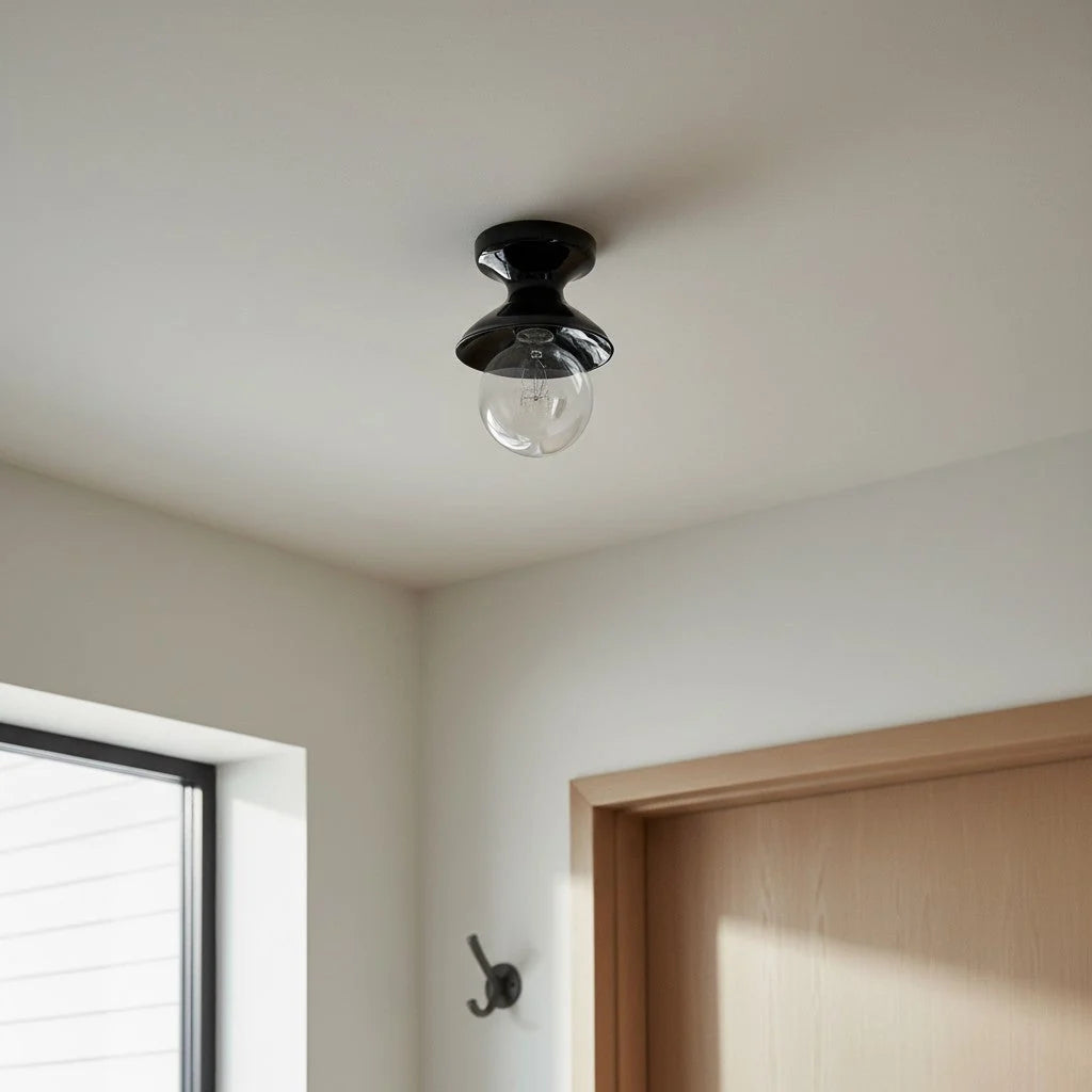 Pendant Lamp | Compact Glazed Ceramic & Open-Bulb | Six Colors