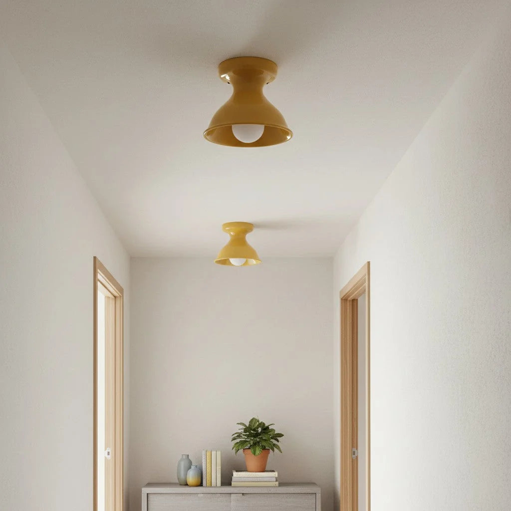 Pendant Lamp | Compact Glazed Ceramic & Open-Bulb | Six Colors