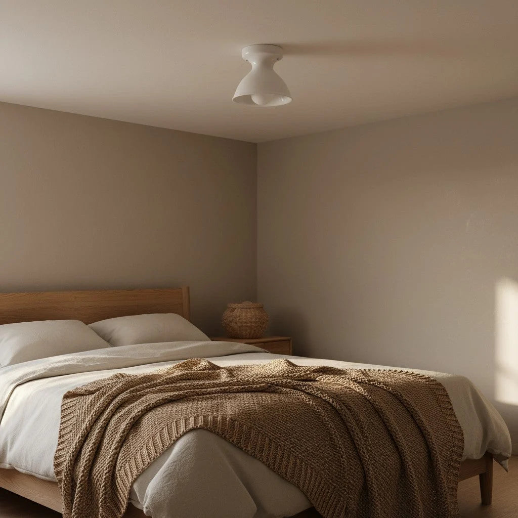 Pendant Lamp | Compact Glazed Ceramic & Open-Bulb | Six Colors