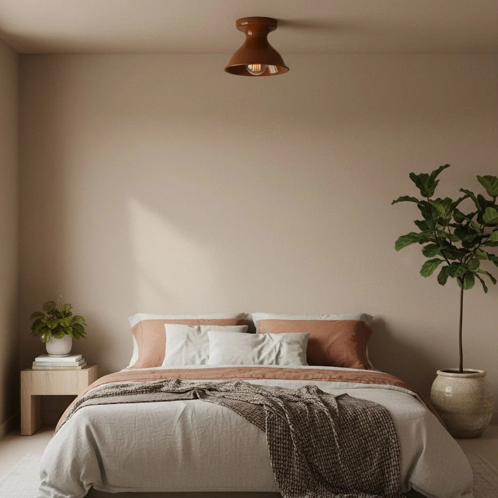 Pendant Lamp | Compact Glazed Ceramic & Open-Bulb | Six Colors