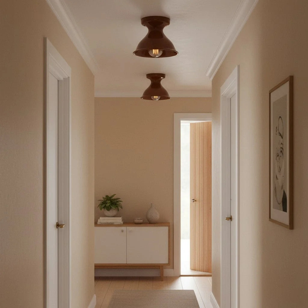 Pendant Lamp | Compact Glazed Ceramic & Open-Bulb | Six Colors