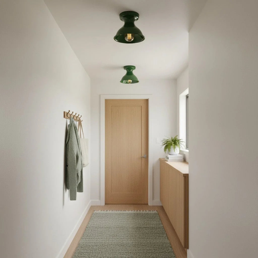Pendant Lamp | Compact Glazed Ceramic & Open-Bulb | Six Colors