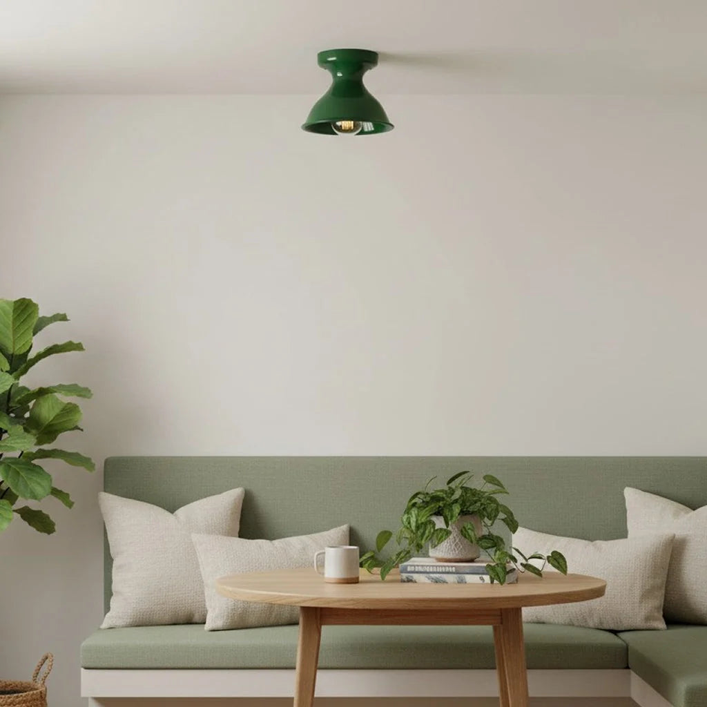Pendant Lamp | Compact Glazed Ceramic & Open-Bulb | Six Colors