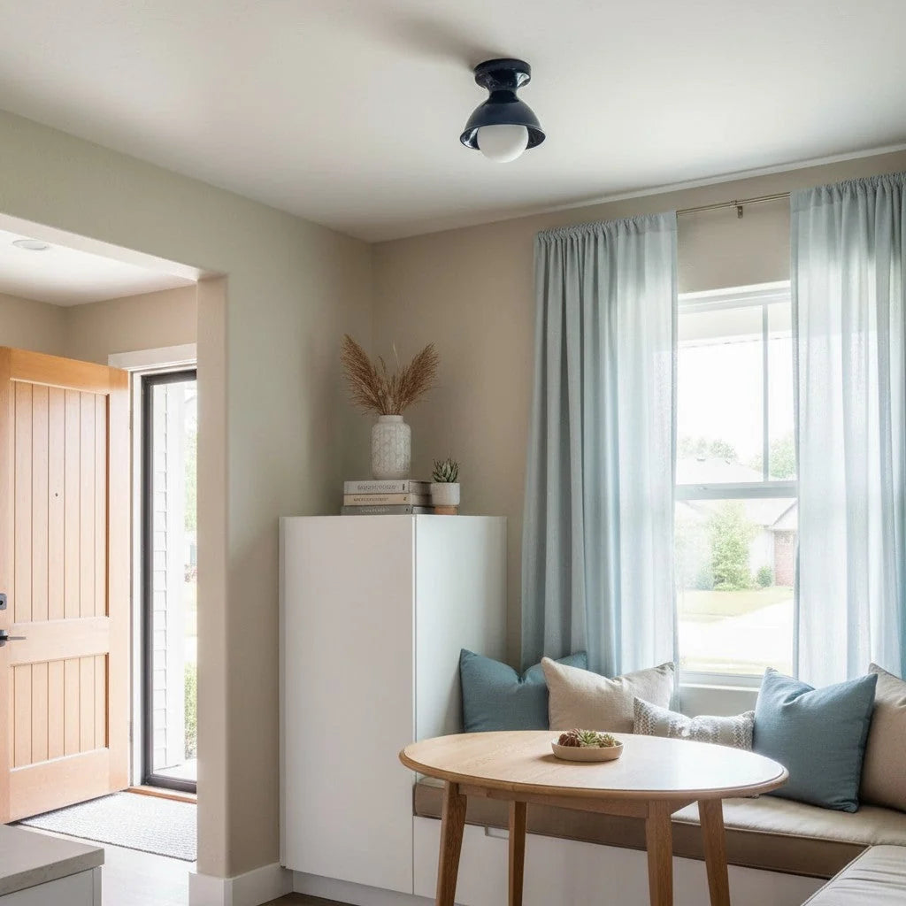 Pendant Lamp | Compact Glazed Ceramic & Open-Bulb | Six Colors