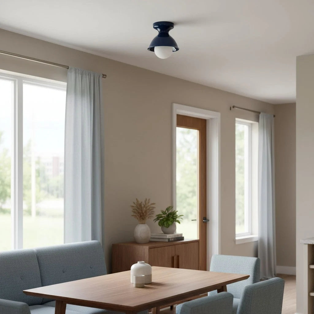 Pendant Lamp | Compact Glazed Ceramic & Open-Bulb | Six Colors
