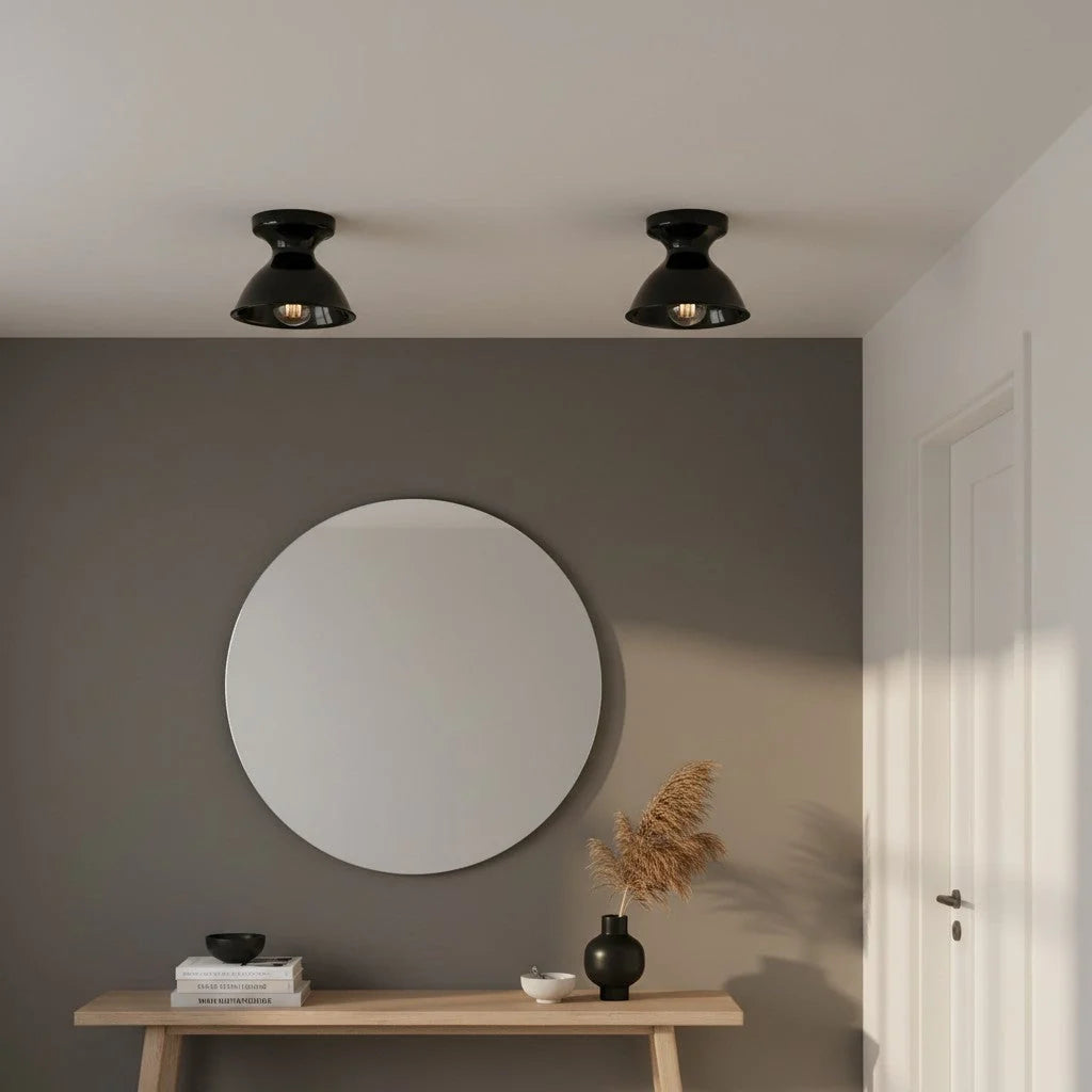 Pendant Lamp | Compact Glazed Ceramic & Open-Bulb | Six Colors