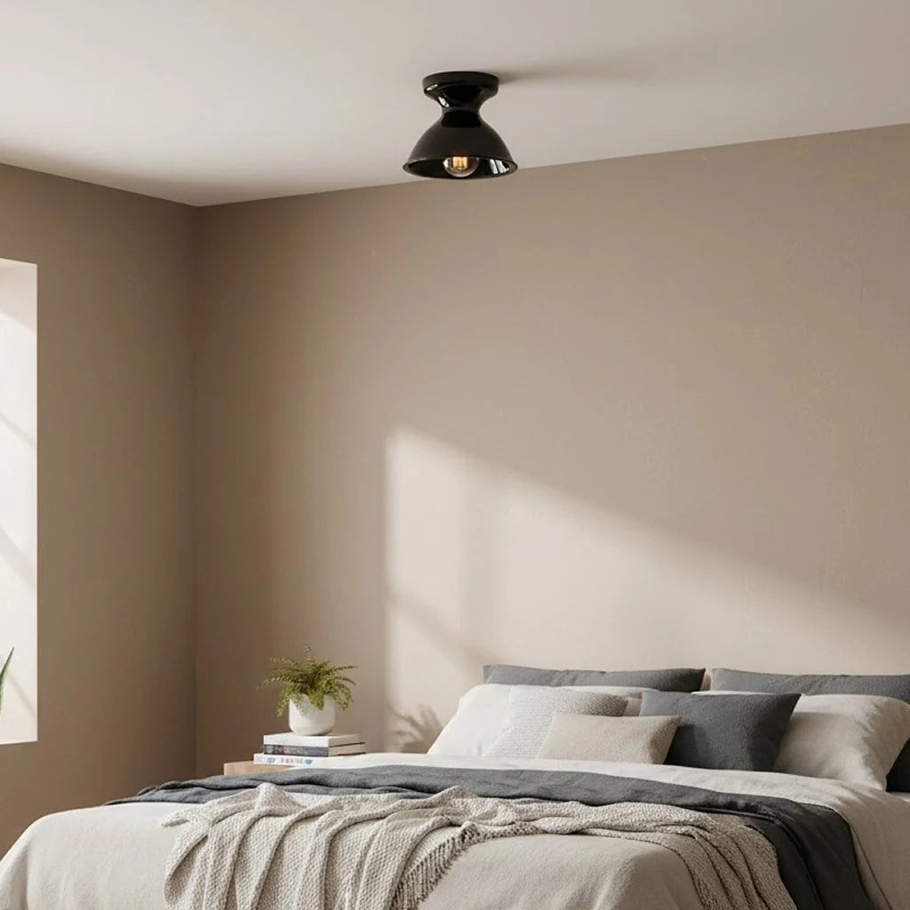 Pendant Lamp | Compact Glazed Ceramic & Open-Bulb | Six Colors