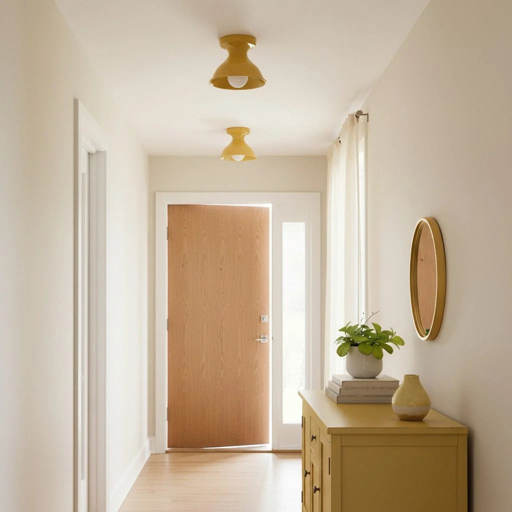 Pendant Lamp | Compact Glazed Ceramic & Open-Bulb | Six Colors