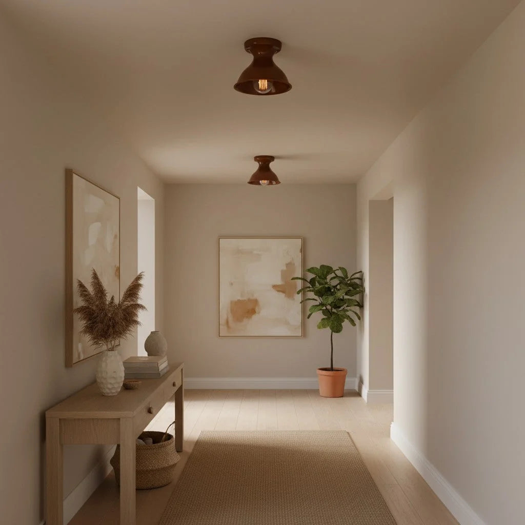 Pendant Lamp | Compact Glazed Ceramic & Open-Bulb | Six Colors