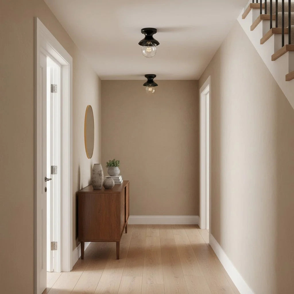 Pendant Lamp | Compact Glazed Ceramic & Open-Bulb | Six Colors