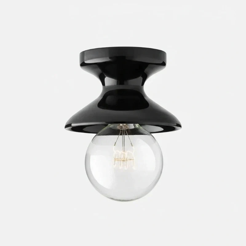Pendant Lamp | Compact Glazed Ceramic & Open-Bulb | Six Colors