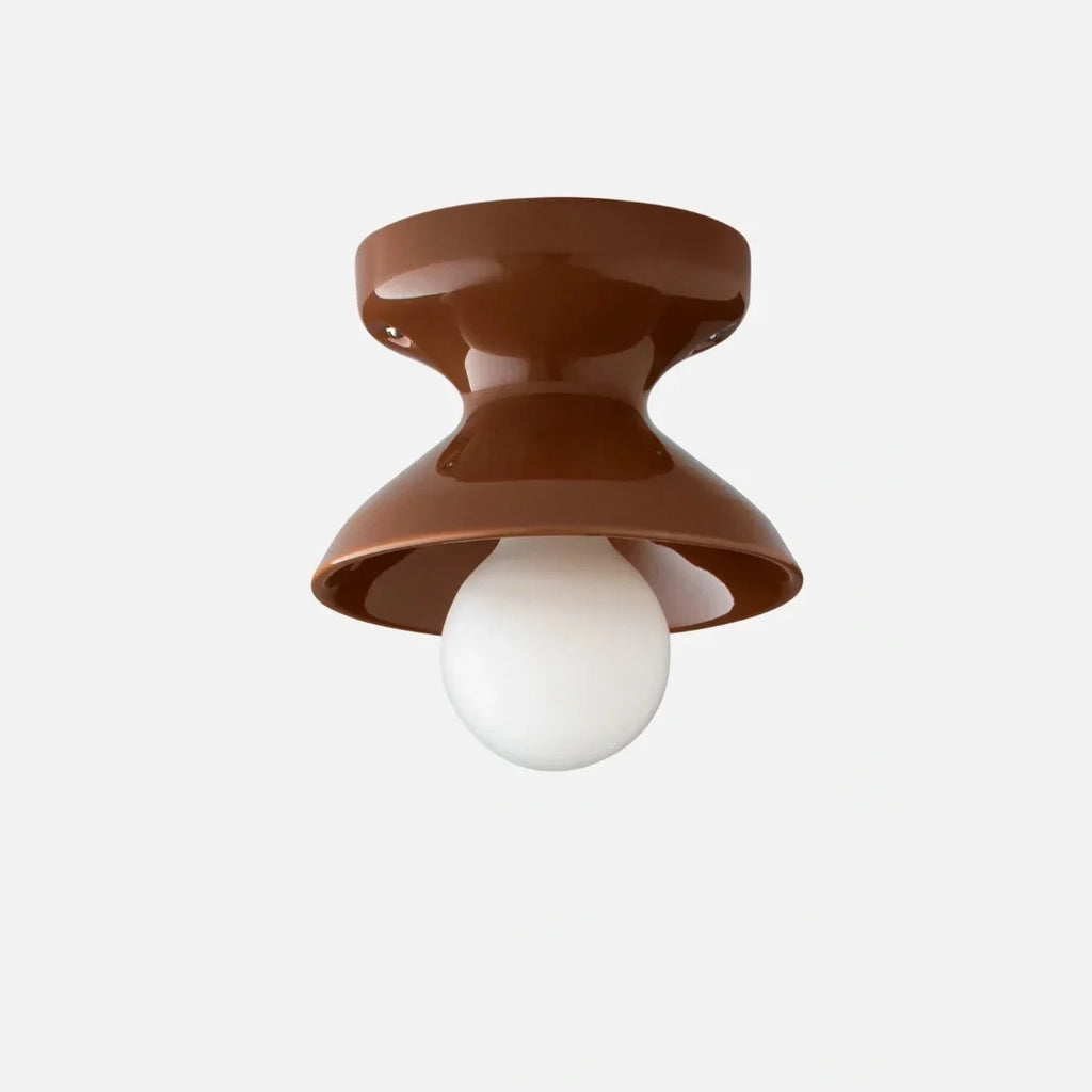 Pendant Lamp | Compact Glazed Ceramic & Open-Bulb | Six Colors