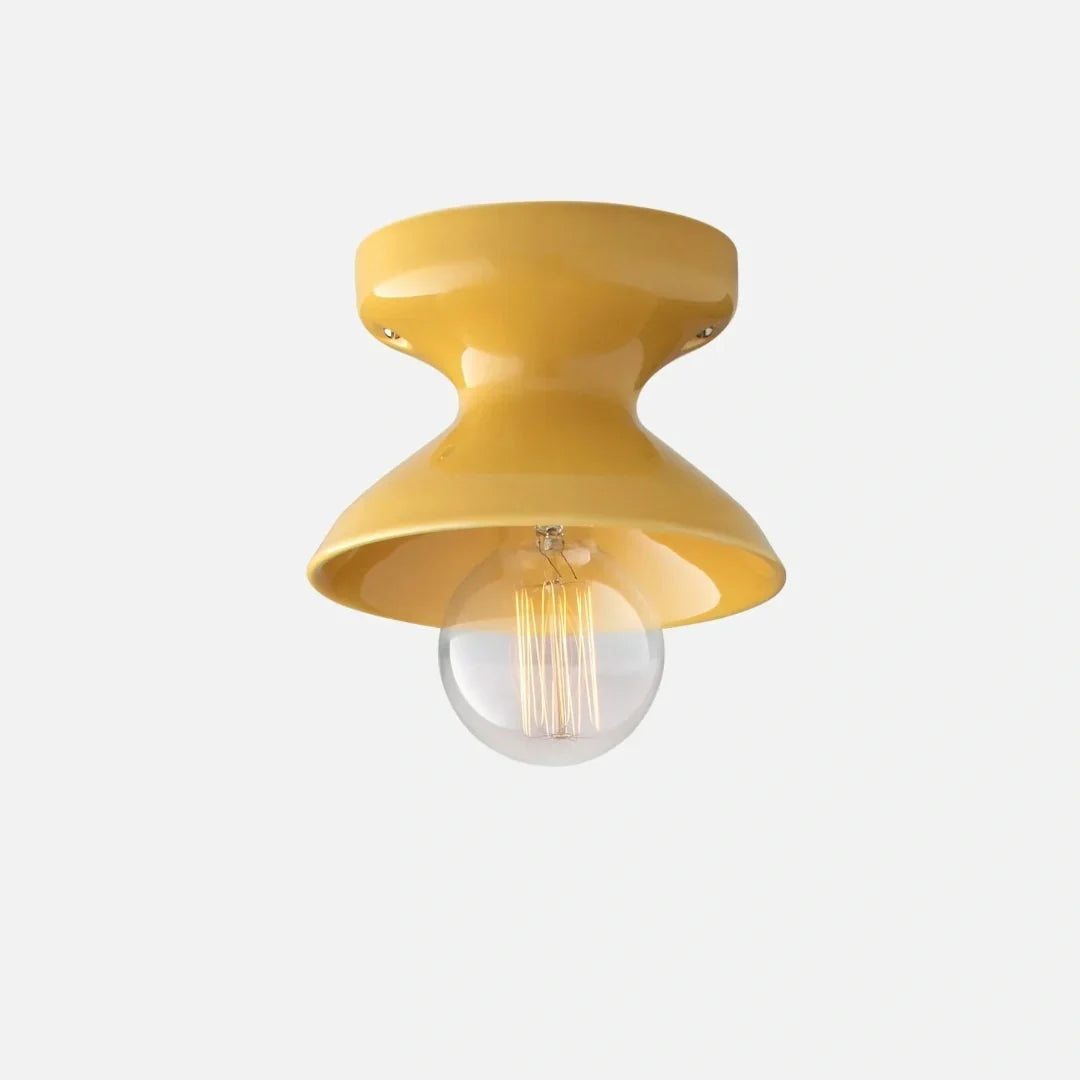Pendant Lamp | Compact Glazed Ceramic & Open-Bulb | Six Colors