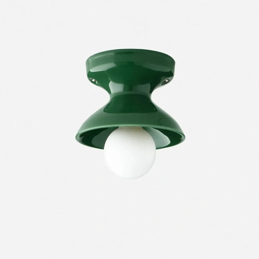 Pendant Lamp | Compact Glazed Ceramic & Open-Bulb | Six Colors