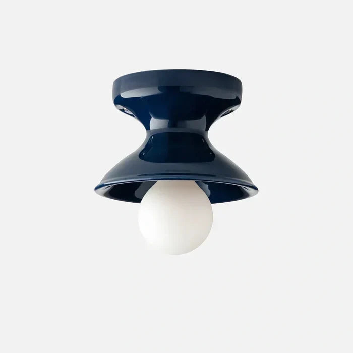 Pendant Lamp | Compact Glazed Ceramic & Open-Bulb | Six Colors