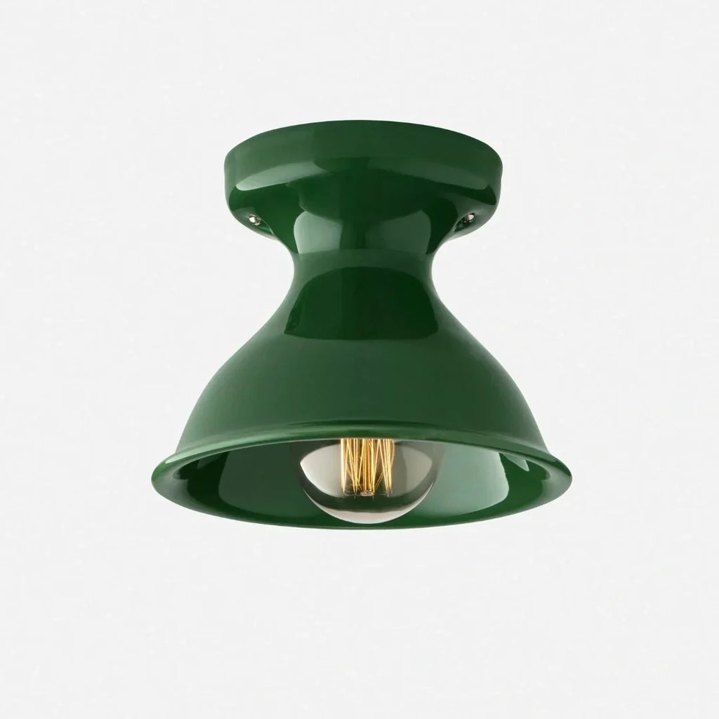 Pendant Lamp | Compact Glazed Ceramic & Open-Bulb | Six Colors
