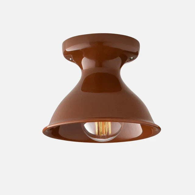 Pendant Lamp | Compact Glazed Ceramic & Open-Bulb | Six Colors