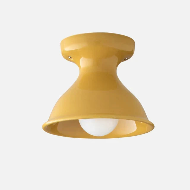 Pendant Lamp | Compact Glazed Ceramic & Open-Bulb | Six Colors
