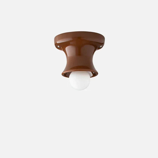 Pendant Lamp | Compact Glazed Ceramic & Open-Bulb | Six Colors