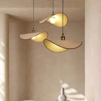 Pendant Lamp | Linen Fabric Shade & Walnut Accent | Adjustable Cord