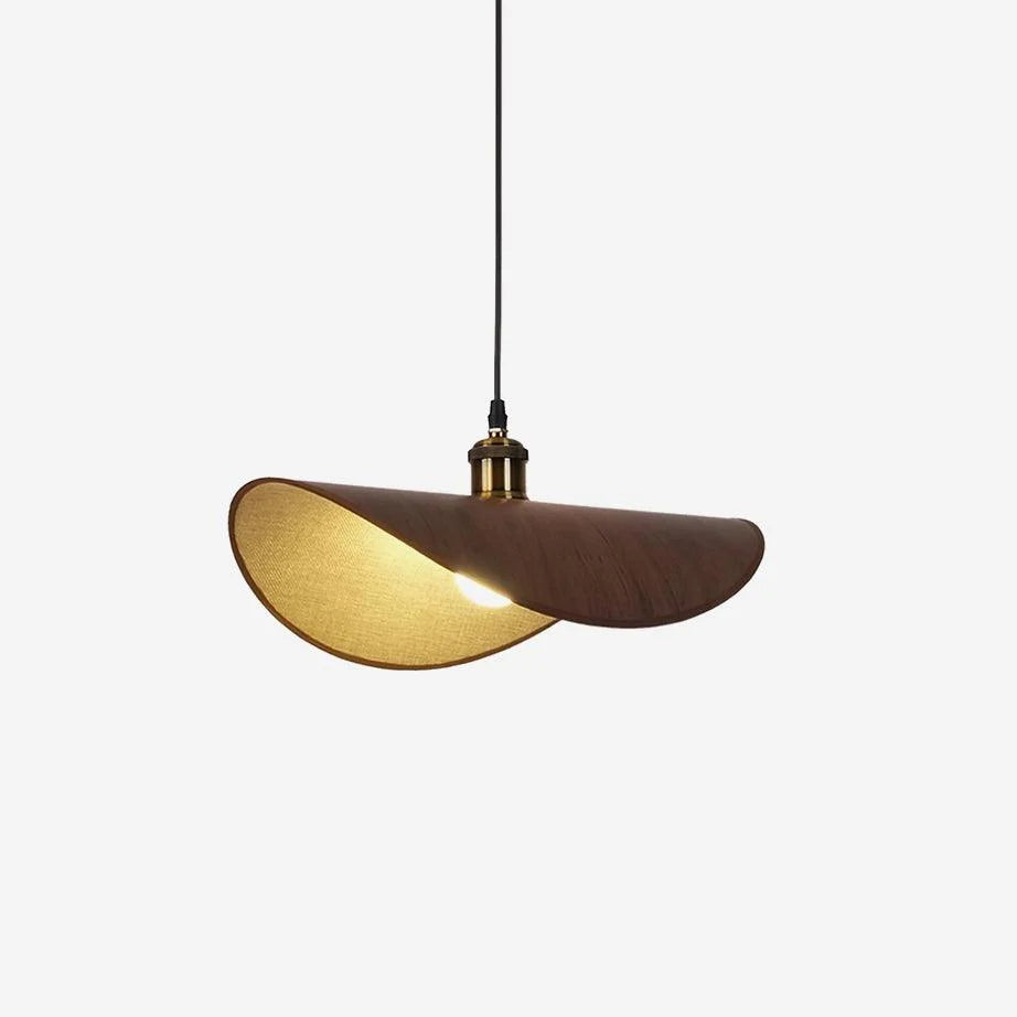 Pendant Lamp | Linen Fabric Shade & Walnut Accent | Dia 35–50 cm