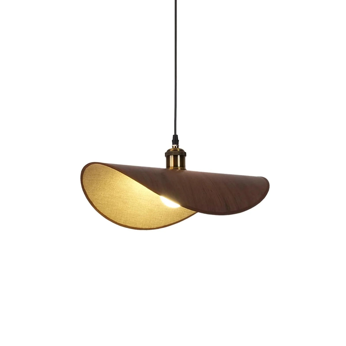 Pendant Lamp | Linen Fabric Shade & Walnut Accent | Dia 35–50 cm