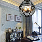 Pendant Lamp | Spherical Glass Globe & Rust Metal Frame