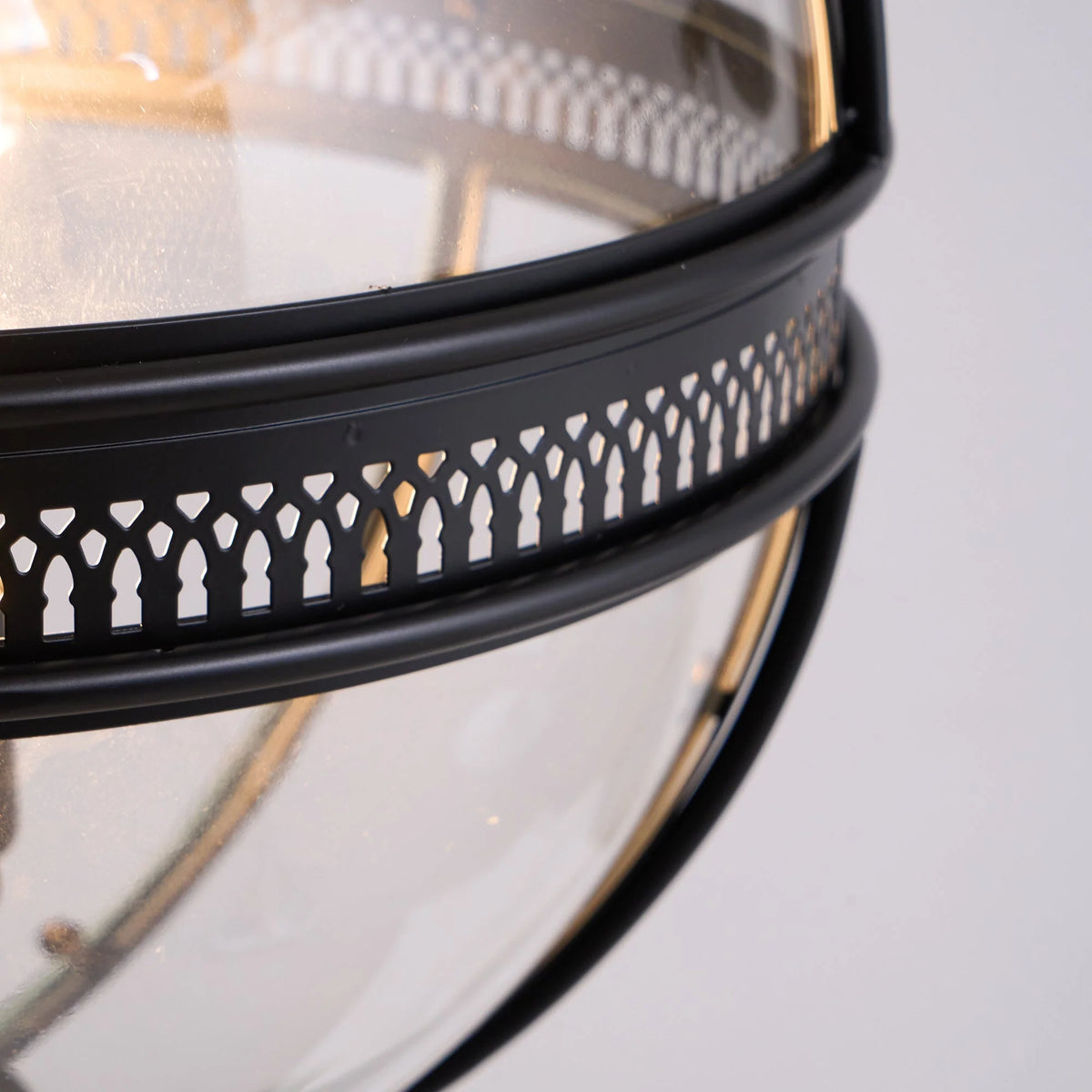 Pendant Lamp | Spherical Glass Globe & Rust Metal Frame