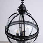 Pendant Lamp | Spherical Glass Globe & Rust Metal Frame