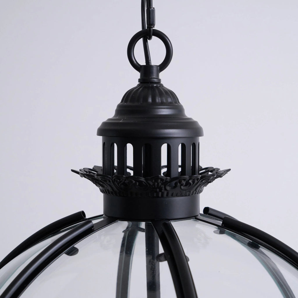Pendant Lamp | Spherical Glass Globe & Rust Metal Frame