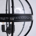 Pendant Lamp | Spherical Glass Globe & Rust Metal Frame