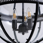 Pendant Lamp | Spherical Glass Globe & Rust Metal Frame