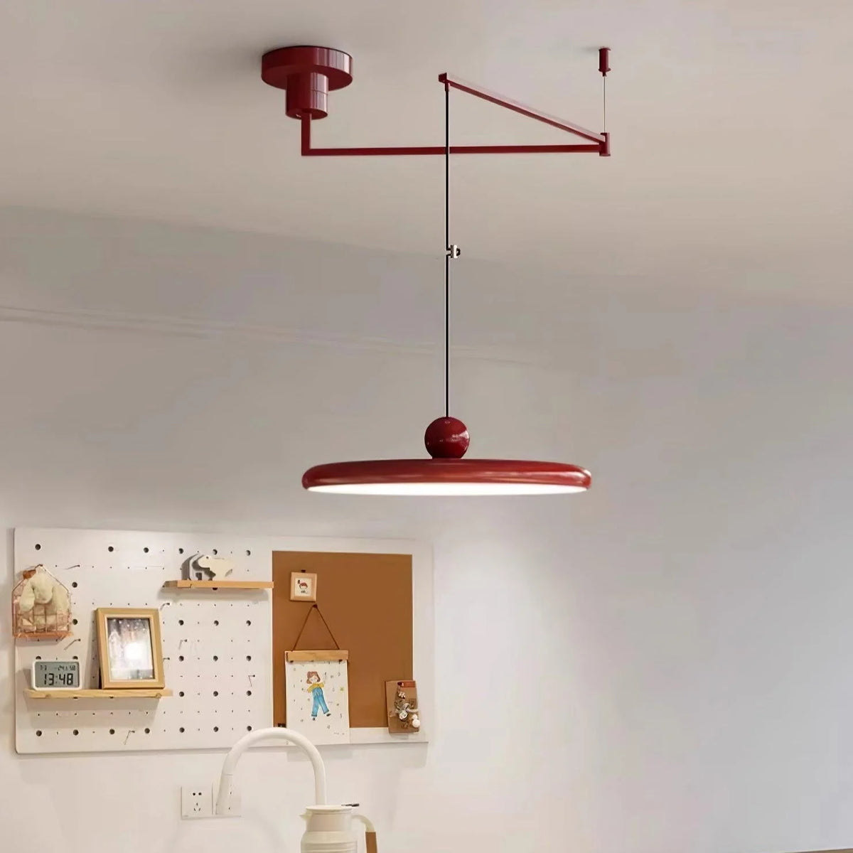 Pendant Light | Adjustable Arm, Round Shade & Integrated LED