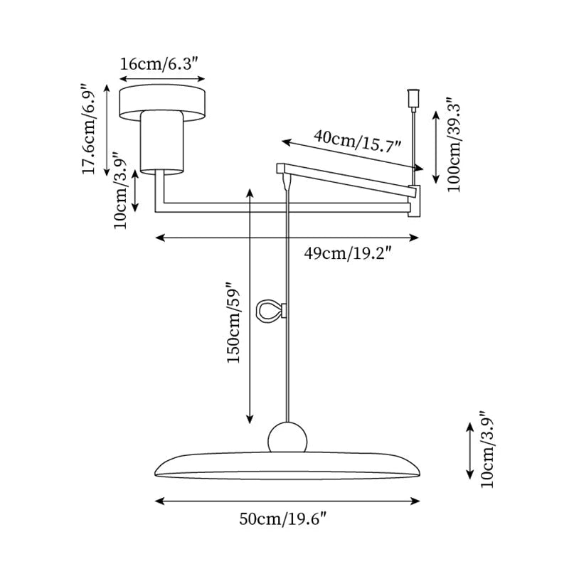 Pendant Light | Adjustable Arm, Round Shade & Integrated LED