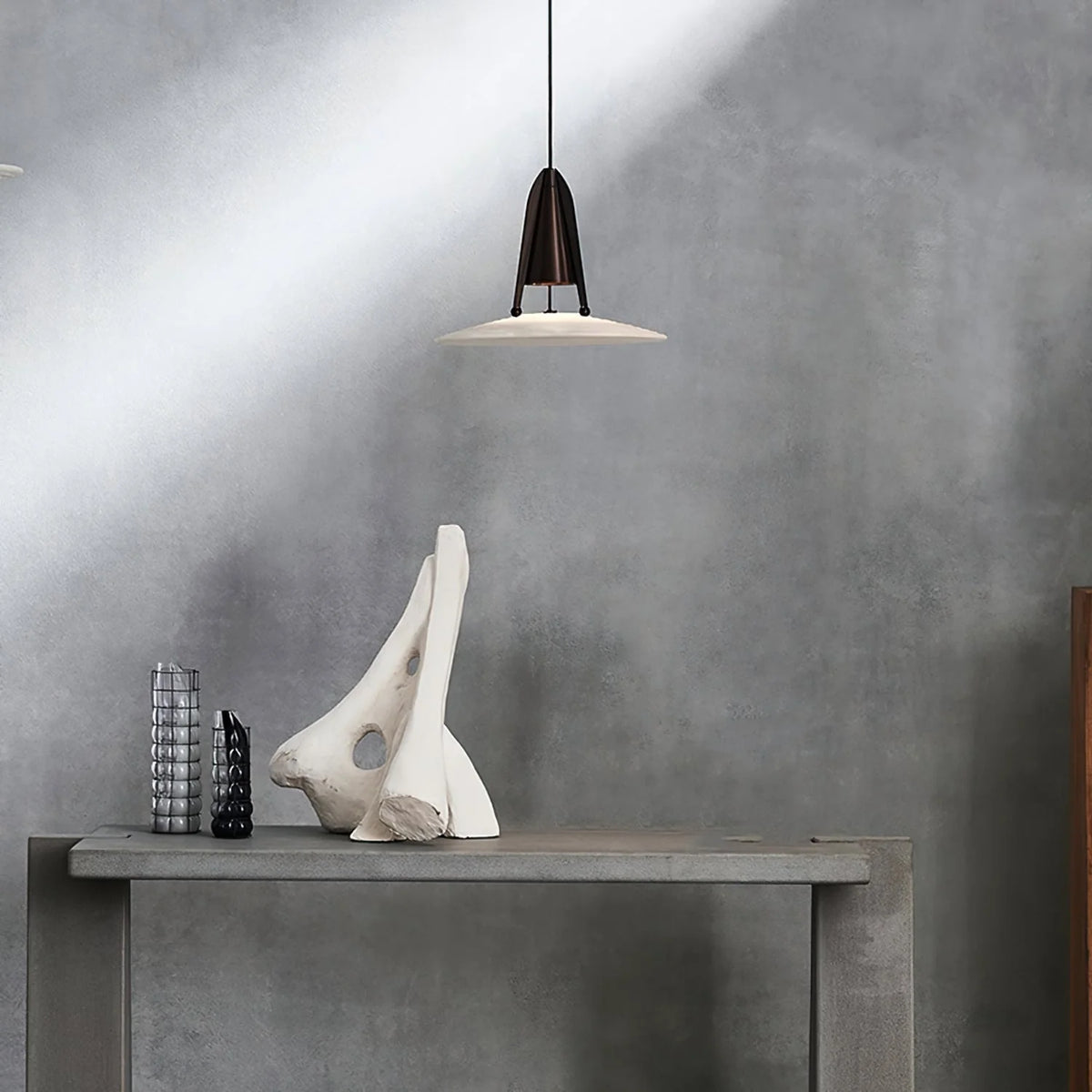 Pendant Light | Alabaster Shade & Metal Frame | 35 cm Diameter
