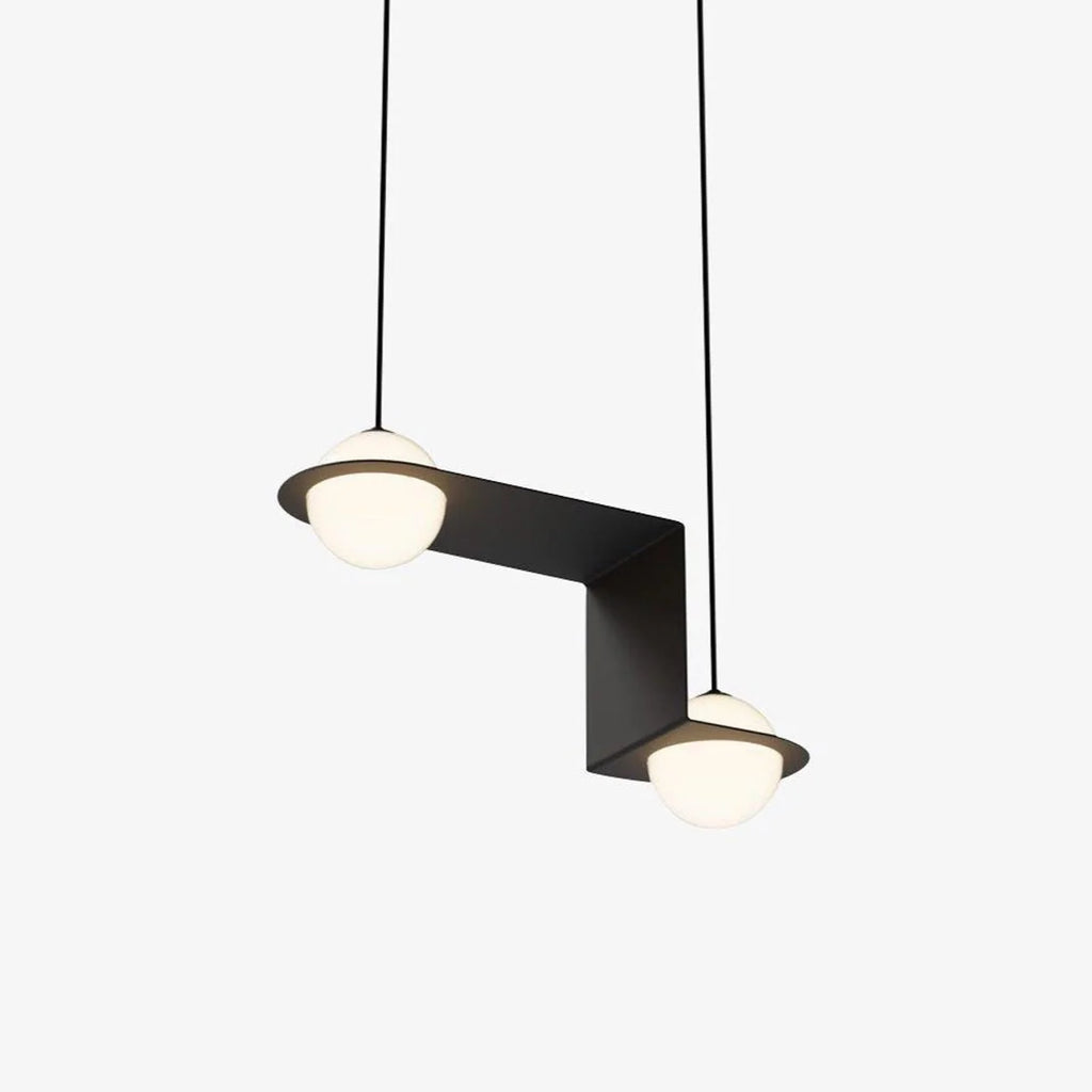 Pendant Light | Black Glass Dome & Metal Frame | Adjustable Height