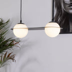 Pendant Light | Black Glass Dome & Metal Frame | Adjustable Height