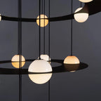 Pendant Light | Black Glass Dome & Metal Frame | Adjustable Height
