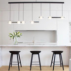 Pendant Light | Black Glass Dome & Metal Frame | Adjustable Height
