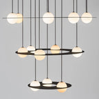 Pendant Light | Black Glass Dome & Metal Frame | Adjustable Height