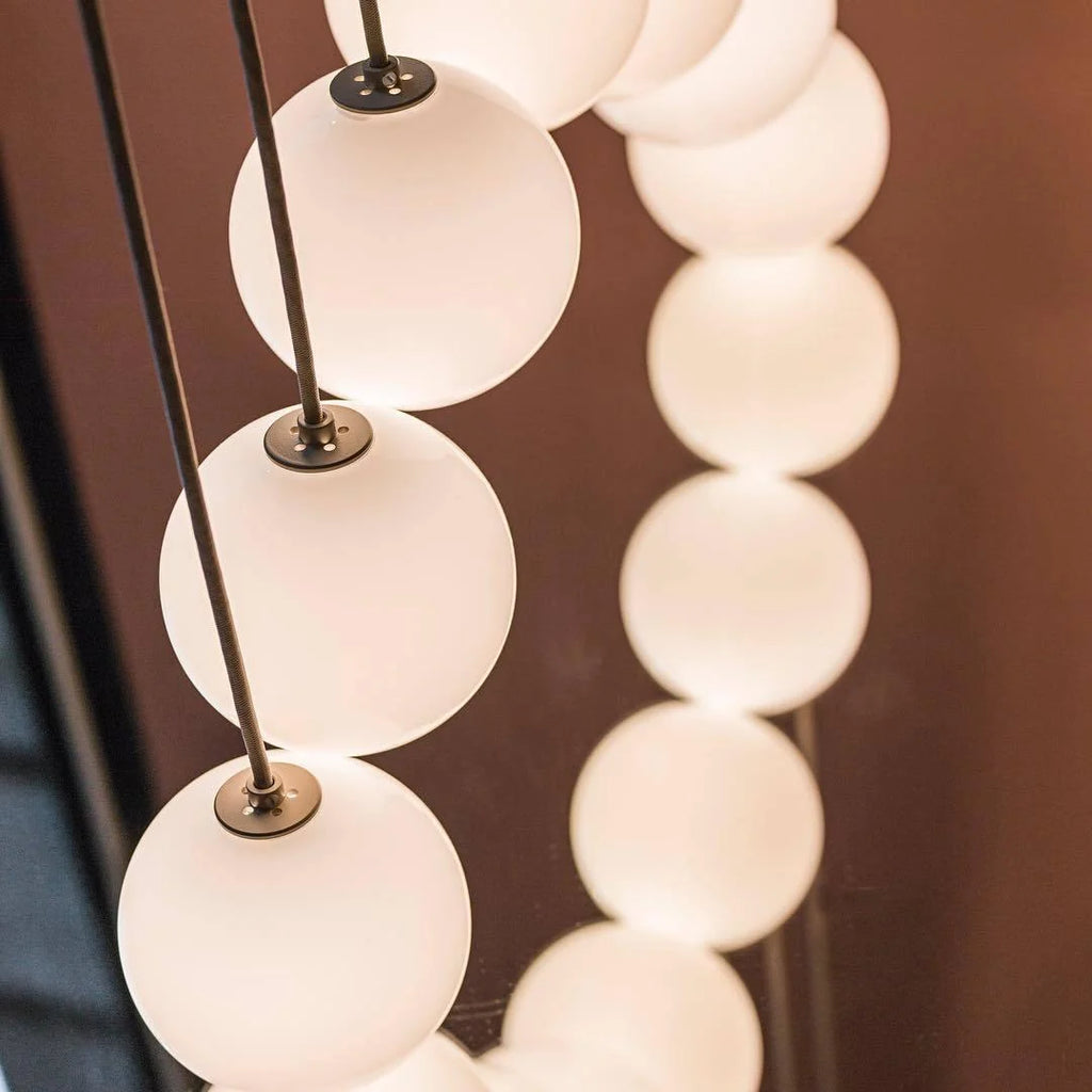 Pendant Light | Black Glass Dome & Metal Frame | Adjustable Height